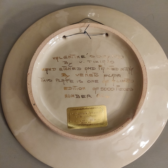 V. Tiziano Hand Painted & Etched Valentine's Day 1980 Plate Limited Edition #624 - Picture 9 of 12